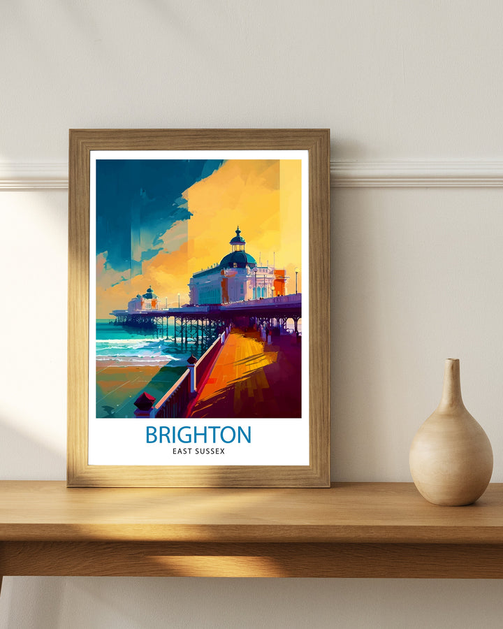 Brighton East Sussex Travel Poster Brighton Wall Decor Brighton Home Living Decor Brighton Illustration Travel Poster Gift for Brighton UK