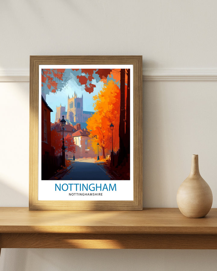 Nottingham Nottinghamshire Travel Poster Nottingham Wall Decor Nottingham Poster UK Travel Posters Nottinghamshire Art Poster Nottingham