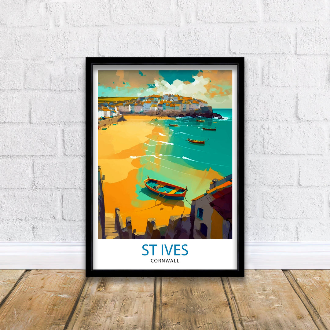 St Ives Cornwall Travel Poster St Ives Wall Decor St Ives Poster Cornwall Travel Posters St Ives Art Poster St Ives Illustration St Ives