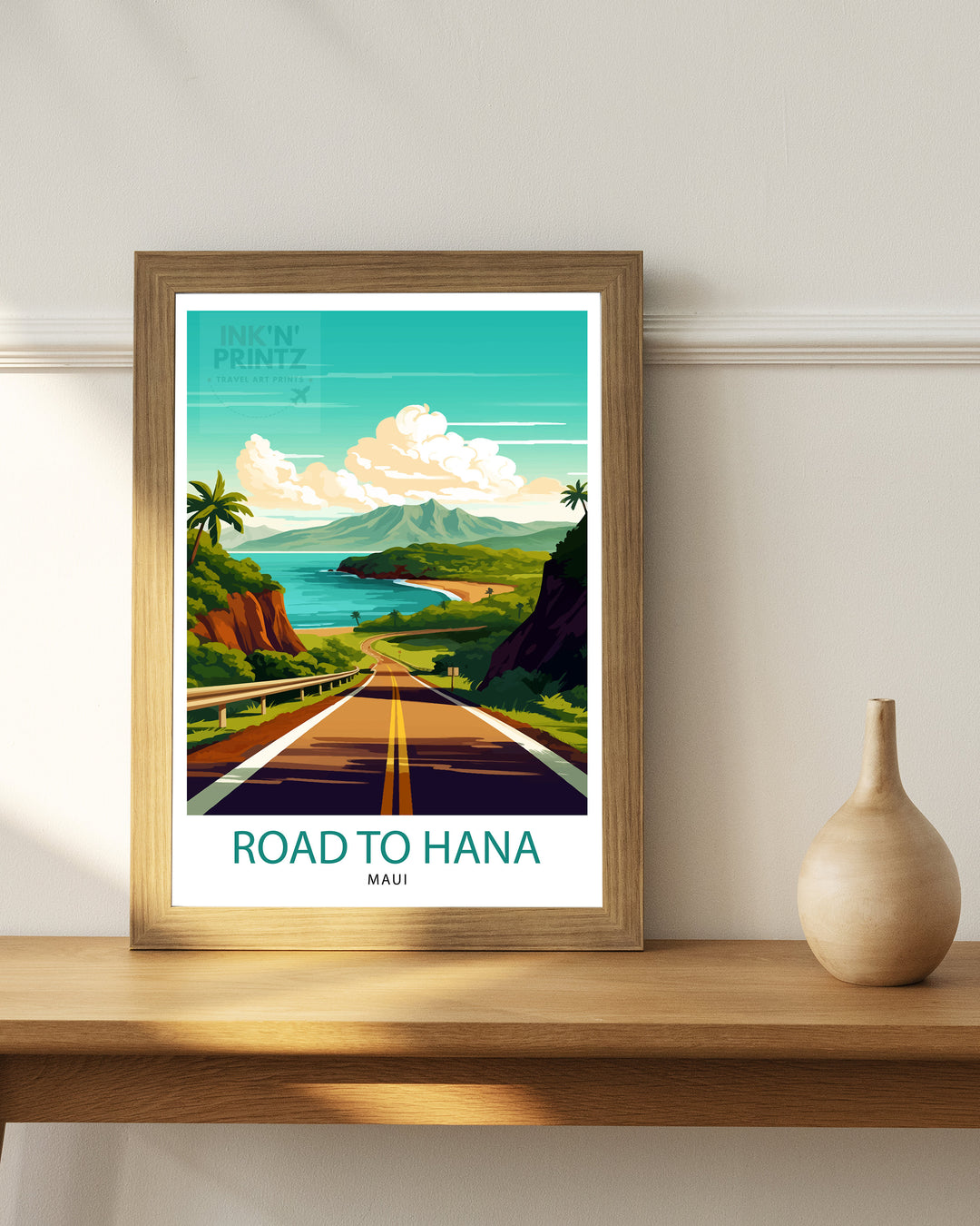 Road to Hana Maui Travel Poster Maui Wall Decor Road to Hana Poster Hawaii Travel Posters Maui Art Poster Hana Highway Illustration Maui Wall