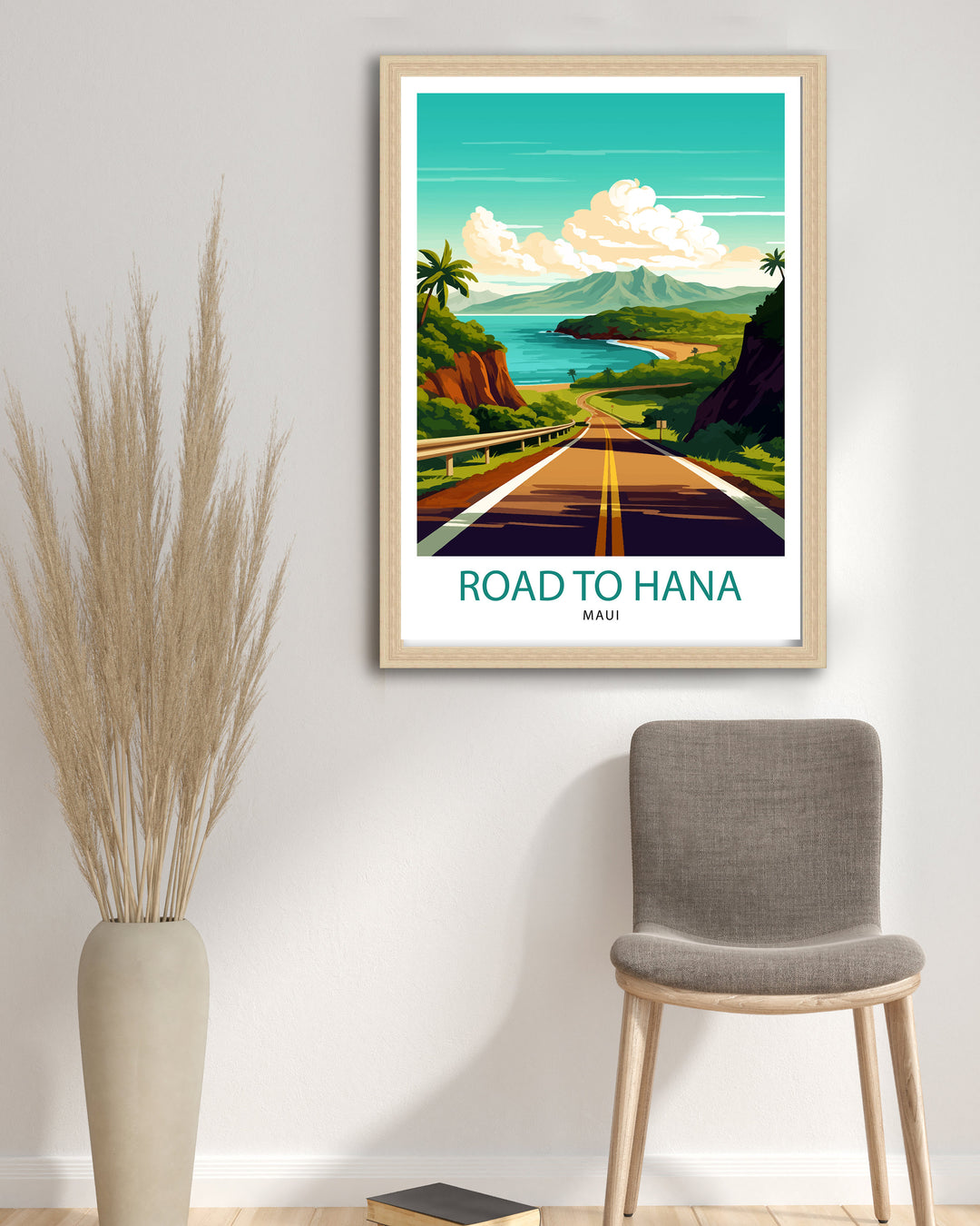 Road to Hana Maui Travel Poster Maui Wall Decor Road to Hana Poster Hawaii Travel Posters Maui Art Poster Hana Highway Illustration Maui Wall