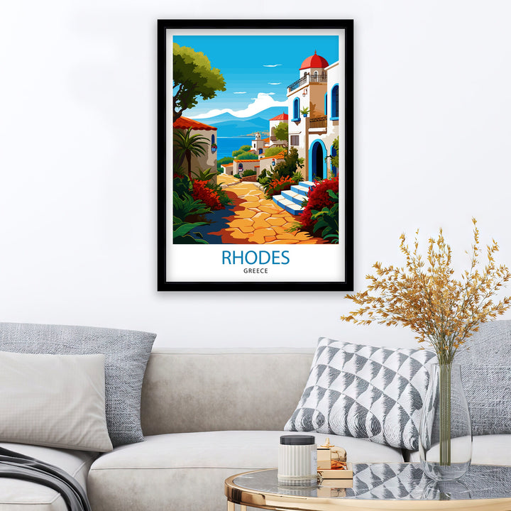 Rhodes Greece Travel Poster Rhodes Wall Decor Greek Island Poster Rhodes Travel Posters Rhodes Island Art Poster Rhodes Illustration Greece