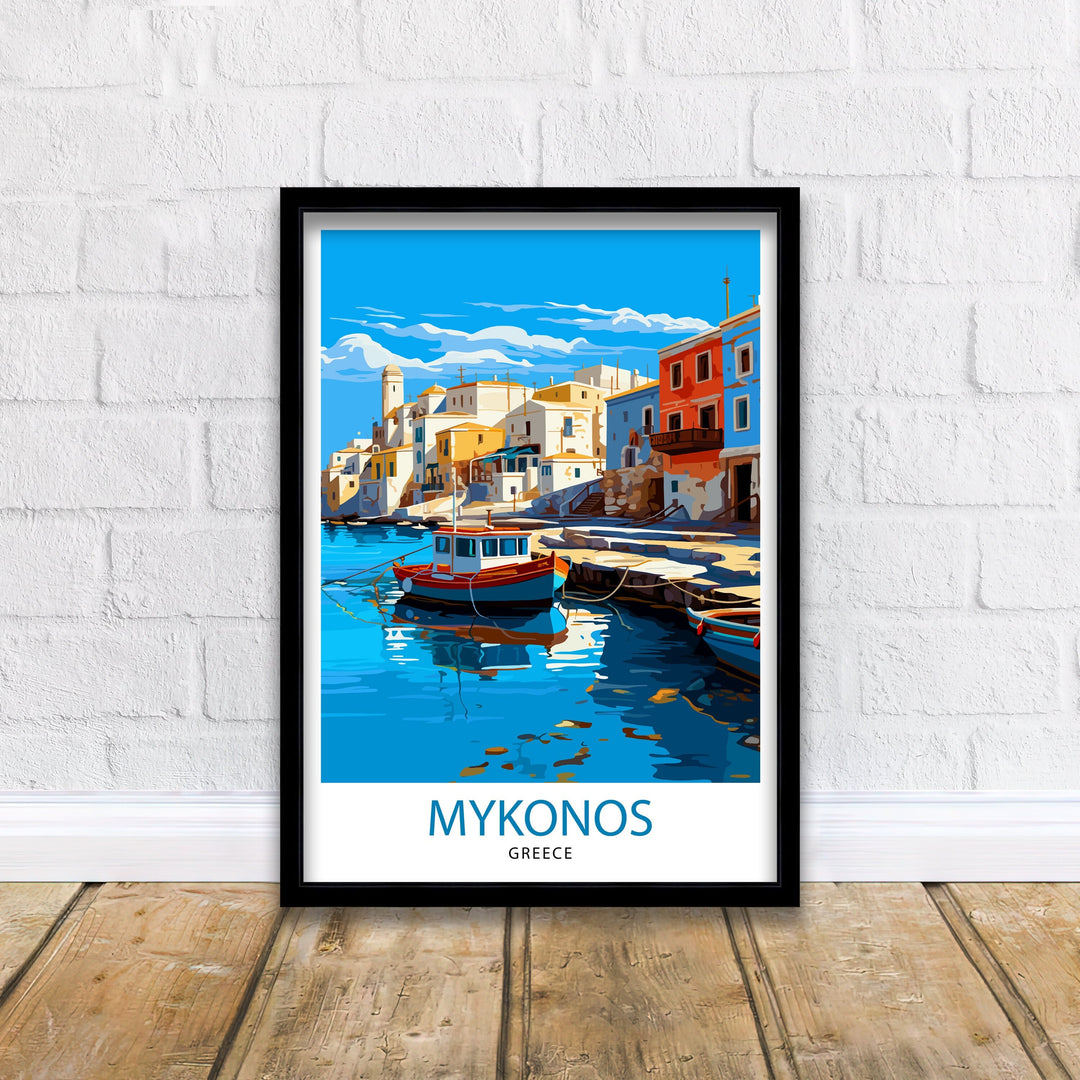 Mykonos Greece Travel Poster Mykonos Wall Decor Mykonos Island Poster Greece Travel Posters Mykonos Art Poster Mykonos Illustration