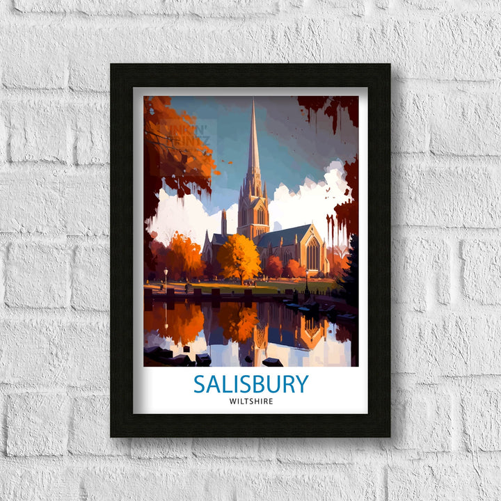 Salisbury Wiltshire Travel Poster Salisbury Wall Decor Salisbury Poster Wiltshire Travel Posters Salisbury Art Poster Salisbury Illustration