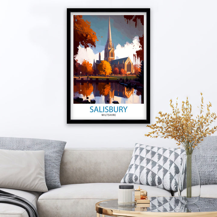 Salisbury Wiltshire Travel Poster Salisbury Wall Decor Salisbury Poster Wiltshire Travel Posters Salisbury Art Poster Salisbury Illustration