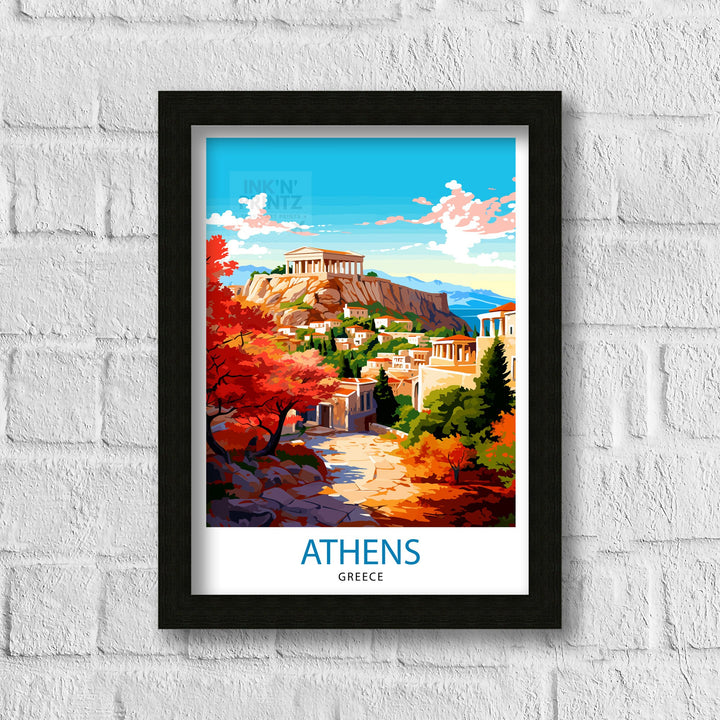 Athens Greece Travel Poster Athens Wall Decor Athens Poster Greece Travel Posters Athens Art Poster Athens Illustration Athens Wall Art Greece