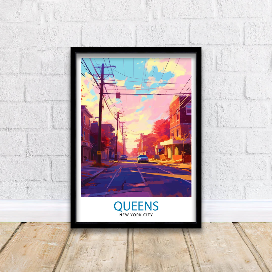 Queens, New York City Travel Poster Queens Wall Decor Queens Poster NYC Travel Posters Queens Art Poster Queens Illustration Queens Wall Art