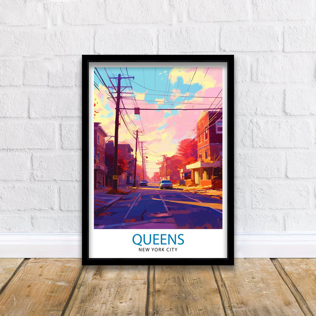 Queens, New York City Travel Poster Queens Wall Decor Queens Poster NYC Travel Posters Queens Art Poster Queens Illustration Queens Wall Art