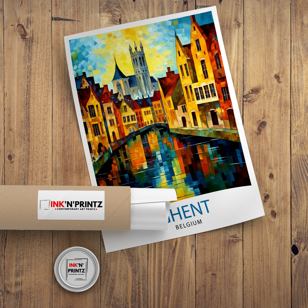 Ghent Belgium Travel Poster Ghent Wall Decor Ghent Poster Belgium Travel Posters Ghent Art Poster Ghent Illustration Ghent Wall Art Belgium