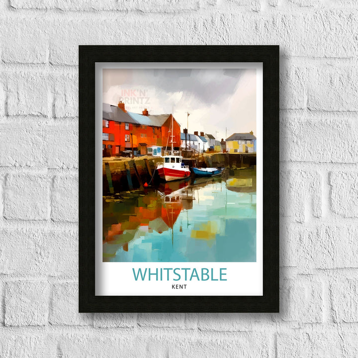 Whitstable Harbour Travel Poster Whitstable Wall Decor Whitstable Poster Coastal Travel Posters Whitstable Art Poster Whitstable Illustration