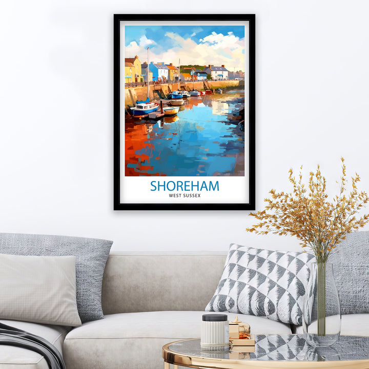 Shoreham Harbour Travel Poster Shoreham Harbour Wall Decor Shoreham Harbour Poster Coastal Travel Posters Shoreham Harbour Art Poster Shoreham