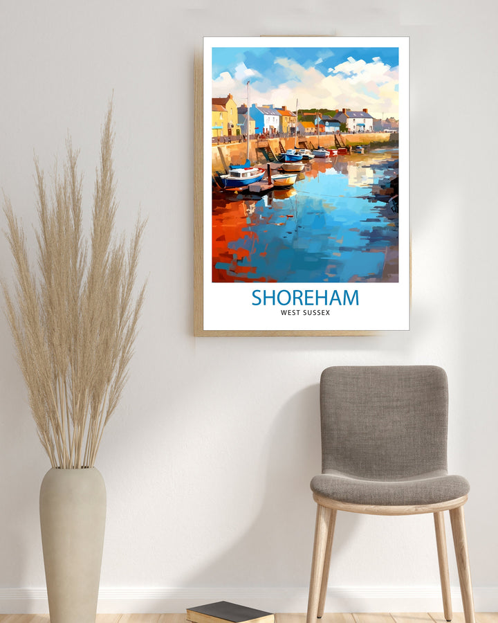 Shoreham Harbour Travel Poster Shoreham Harbour Wall Decor Shoreham Harbour Poster Coastal Travel Posters Shoreham Harbour Art Poster Shoreham