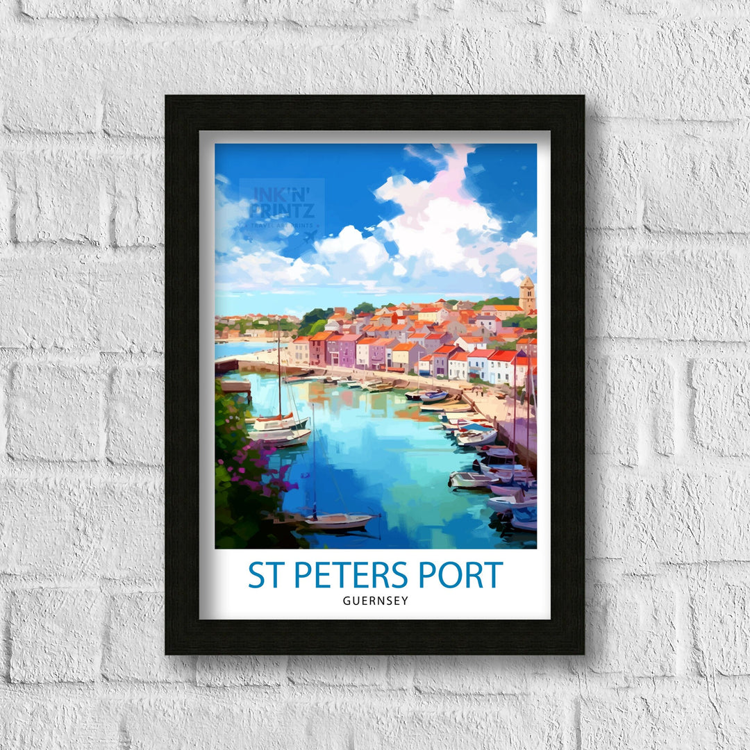 St. Peter Port Guernsey Travel Poster Guernsey Wall Decor St. Peter Port Poster Channel Islands Travel Posters Guernsey Art Poster