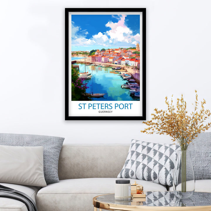 St. Peter Port Guernsey Travel Poster Guernsey Wall Decor St. Peter Port Poster Channel Islands Travel Posters Guernsey Art Poster