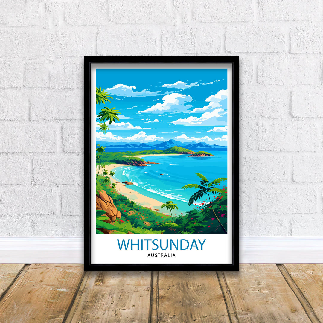Whitsunday Australia Travel Poster Whitsunday Islands Wall Decor Great Barrier Reef Poster Australian Travel Posters Tropical Paradise Art