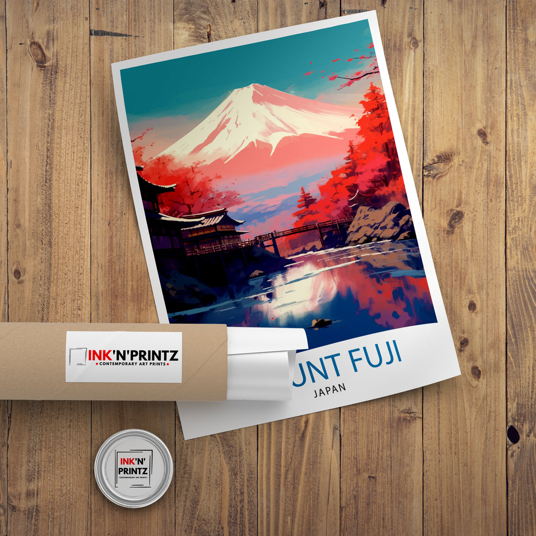 Mount Fuji Travel Poster Japan Wall Decor Fuji Mountain Art Japanese Landscape Poster Gift for Nature Lovers Home Decor