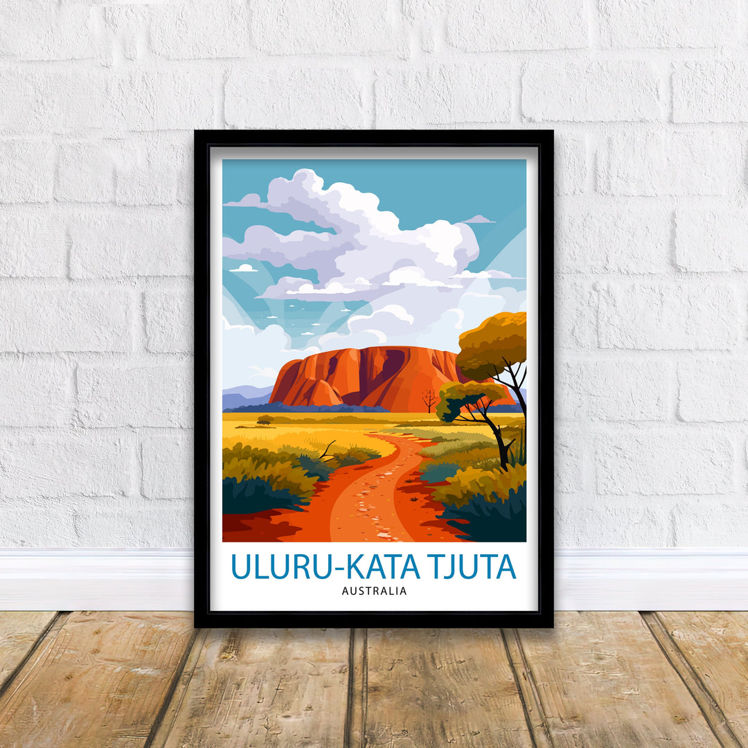 Uluru Kata Tjuta Australia Travel Poster Outback Wall Decor Australian Landscape Poster Aboriginal Art Poster Red Center Travel Posters