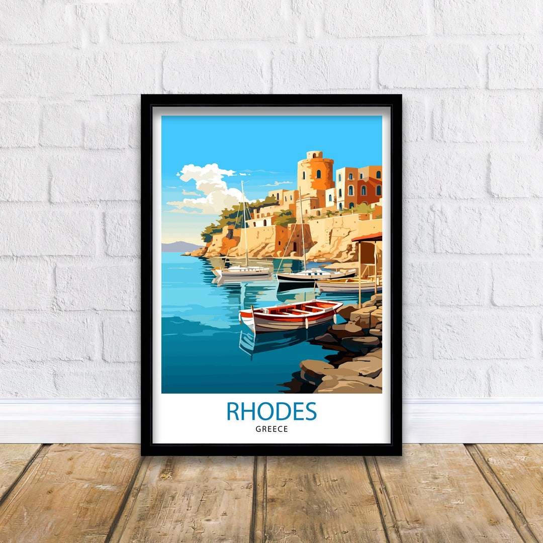 Rhodes Greece Travel Poster Rhodes Wall Decor Greek Island Poster Rhodes Travel Posters Rhodes Island Art Poster Rhodes Illustration Greece