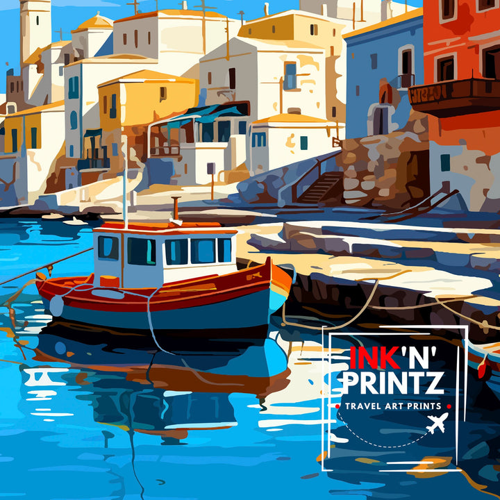 Mykonos Greece Travel Poster Mykonos Wall Decor Greek Island Poster Mykonos Travel Posters Mykonos Art Poster Mykonos Illustration Greece