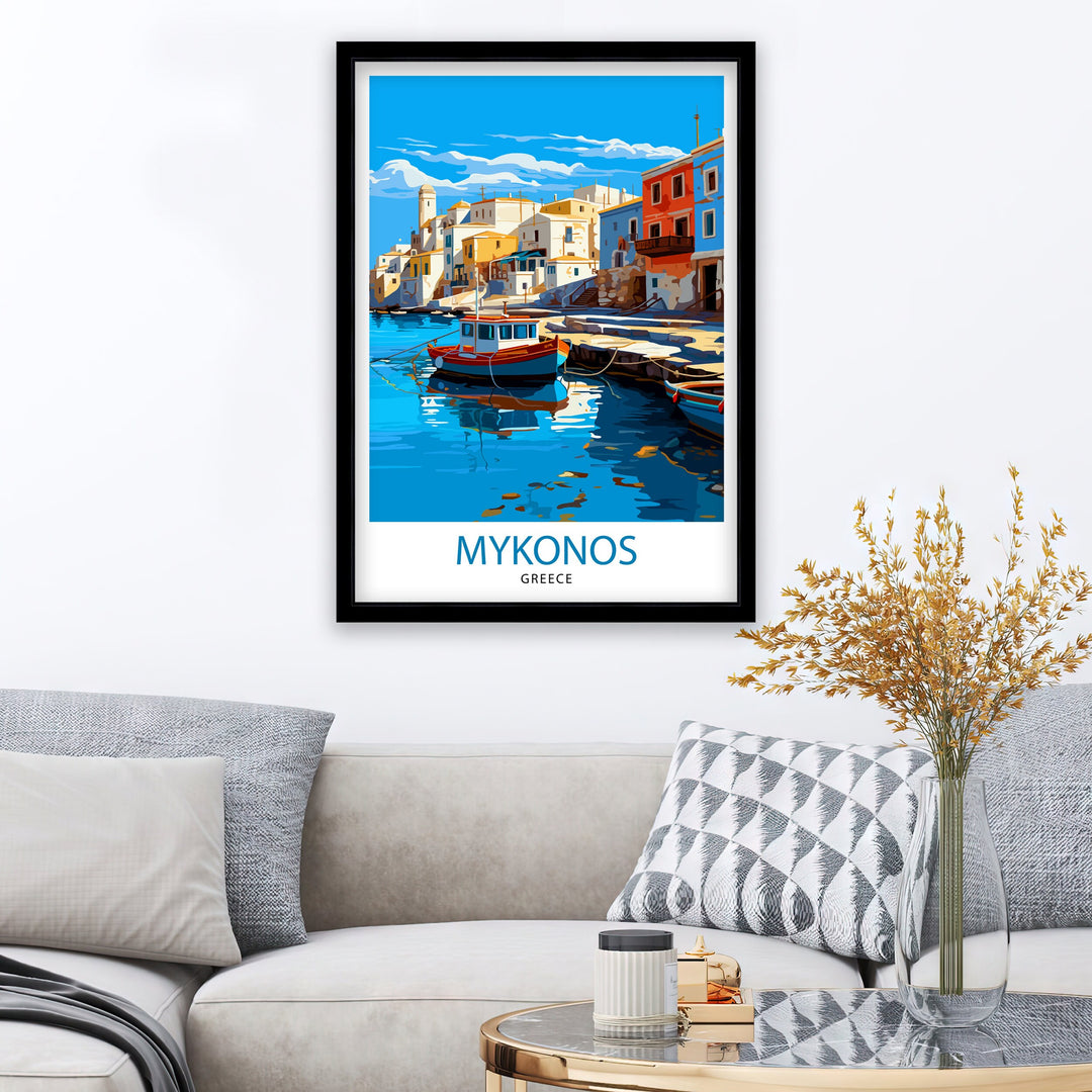 Mykonos Greece Travel Poster Mykonos Wall Decor Mykonos Island Poster Greece Travel Posters Mykonos Art Poster Mykonos Illustration