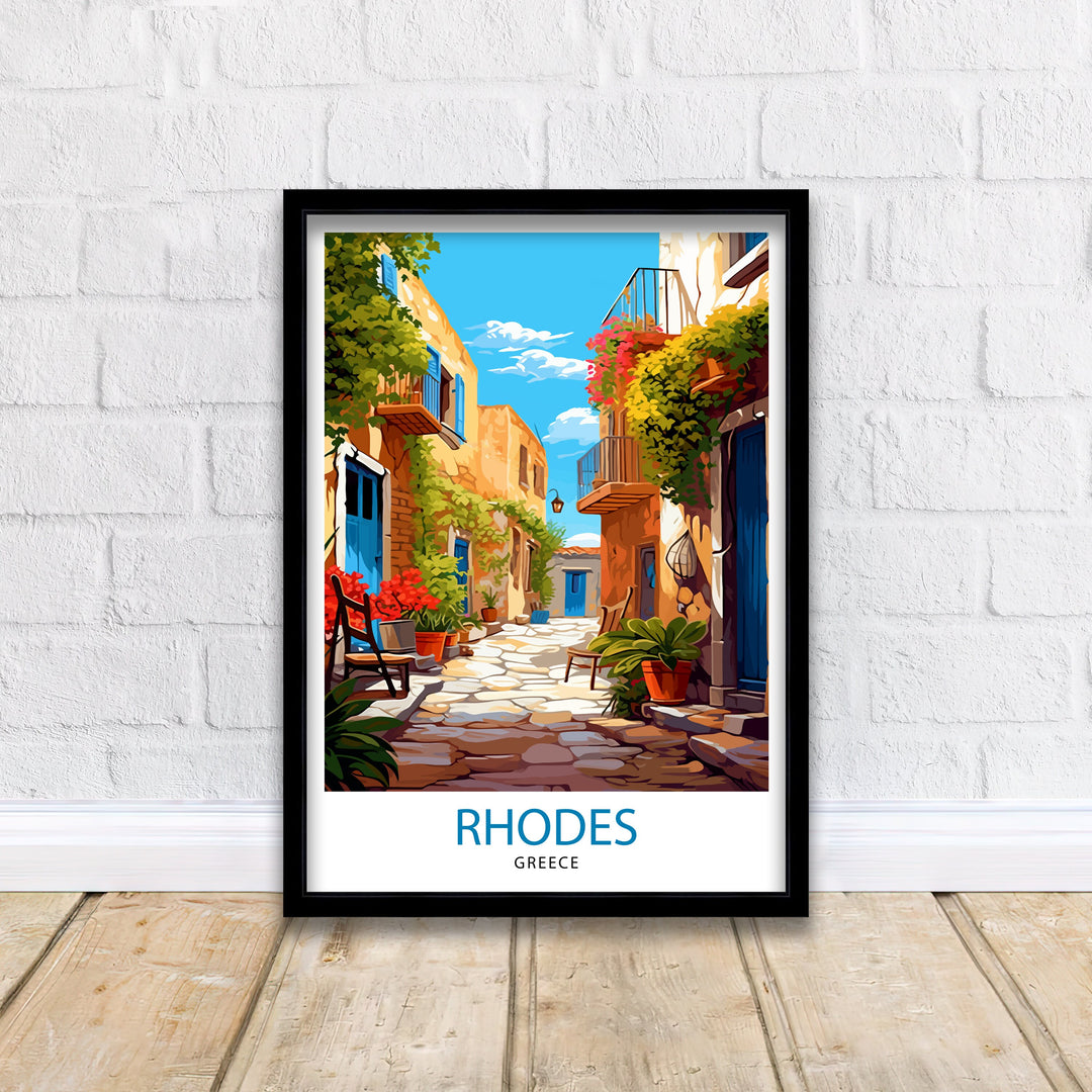 Rhodes Greece Travel Poster Rhodes Island Wall Decor Rhodes Greece Poster Greek Island Travel Posters Rhodes Art Poster Rhodes Illustration