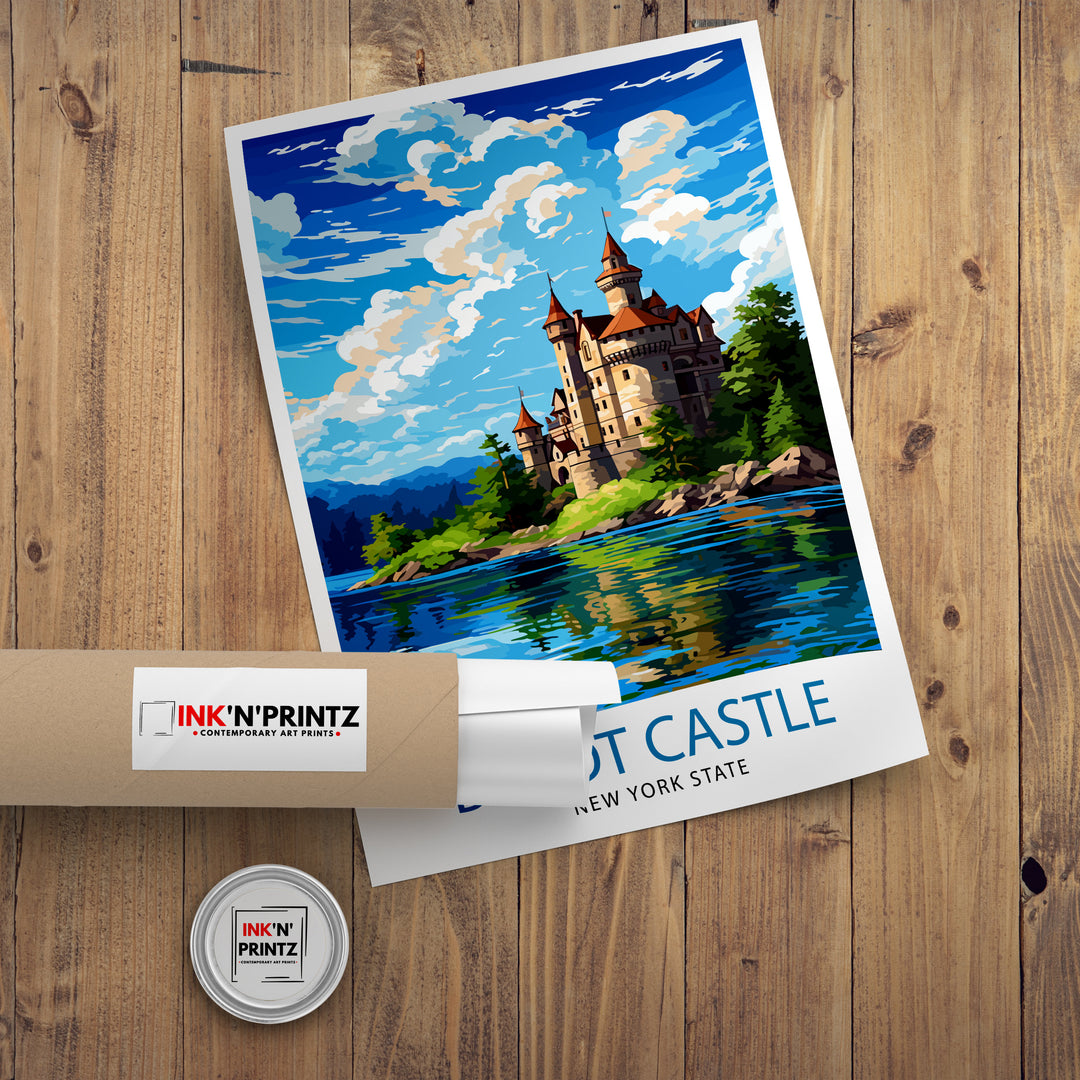 Boldt Castle New York State Travel Print New York Wall Decor Thousand Islands Poster NY State Travel Prints Boldt Castle Art Print Thousand