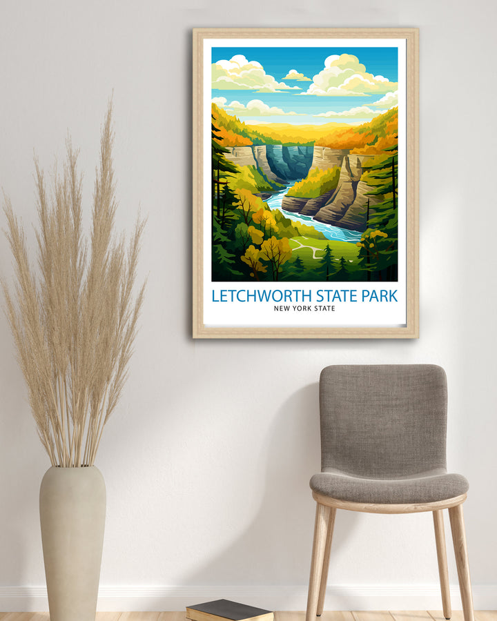 Letchworth State Park New York State Travel Print Nature Wall Decor Letchworth Poster New York Travel Prints Letchworth Art Print Letchworth