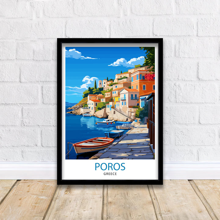 Poros Greece Travel Poster Greek Island Wall Decor Poros Island Poster Greece Travel Posters Poros Art Poster Poros Illustration Poros Wall