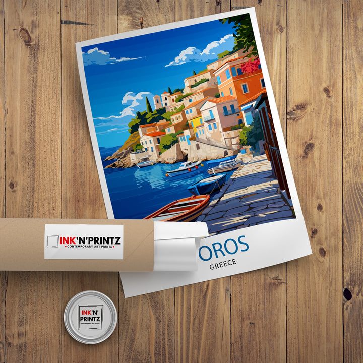 Poros Greece Travel Poster Greek Island Wall Decor Poros Island Poster Greece Travel Posters Poros Art Poster Poros Illustration Poros Wall