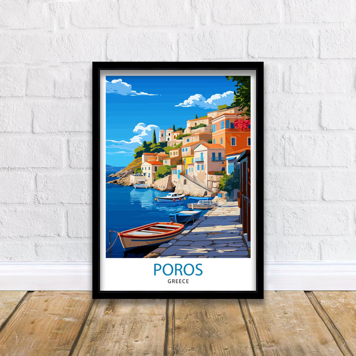 Poros Greece Travel Poster Greek Island Wall Decor Poros Island Poster Greece Travel Posters Poros Art Poster Poros Illustration Poros Wall