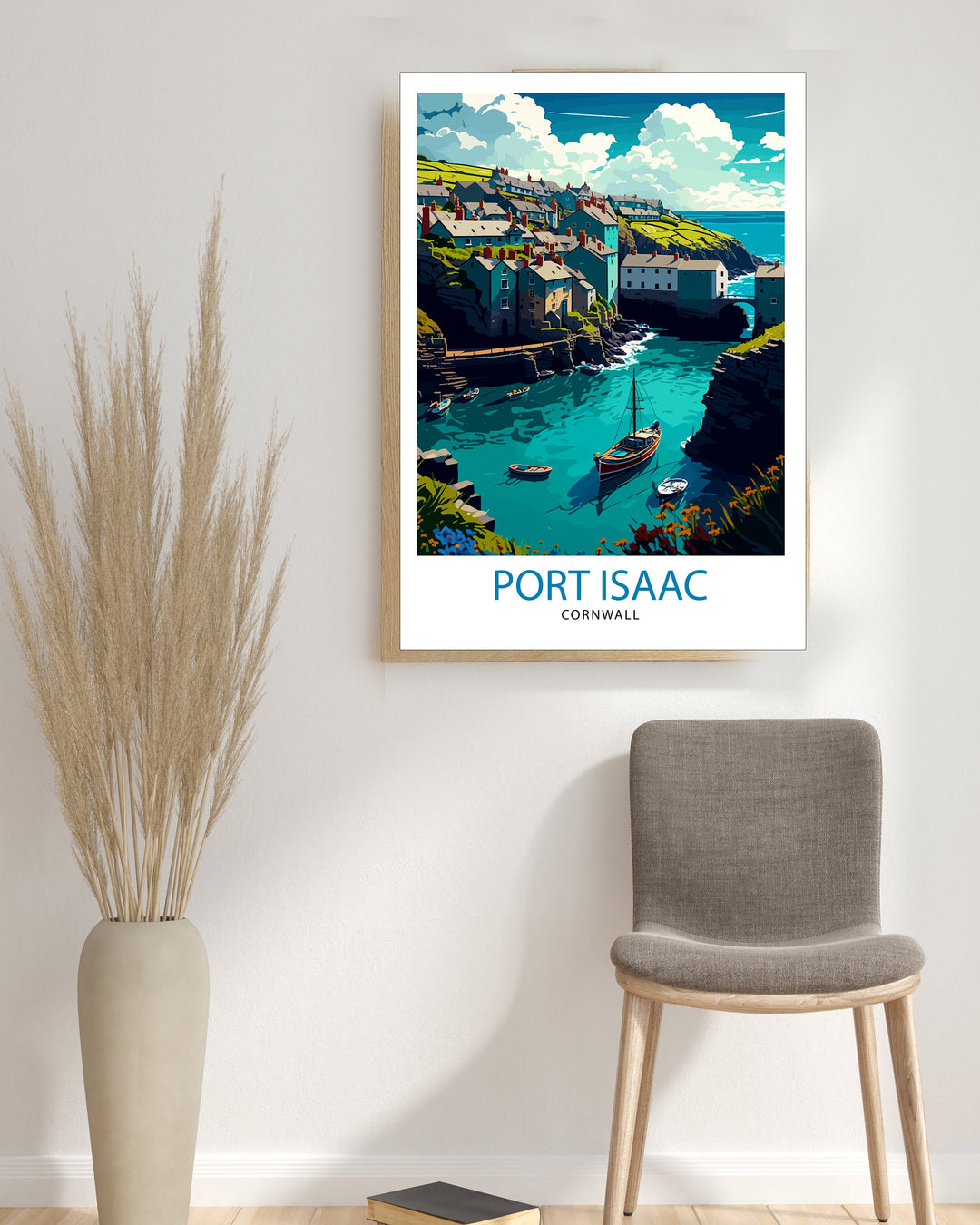 Port Isaac Cornwall Travel Poster Coastal Wall Decor Port Isaac Poster Cornwall Travel Posters Coastal Art Poster Port Isaac Illustration