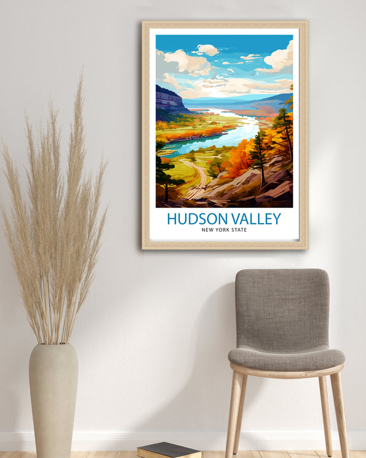 Hudson Valley New York State Travel Poster New York Wall Decor Hudson Valley Poster Upstate New York Travel Posters New York Art Poster