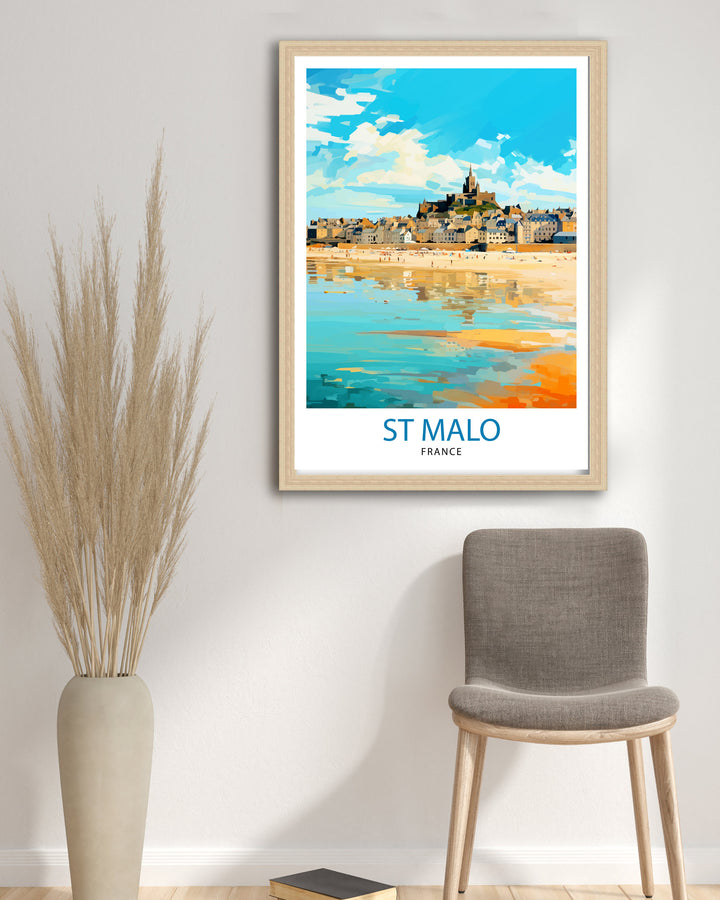 St Malo France Travel Poster St Malo Wall Art St Malo Home Decor St Malo Illustration Travel Poster Gift For St Malo France Home