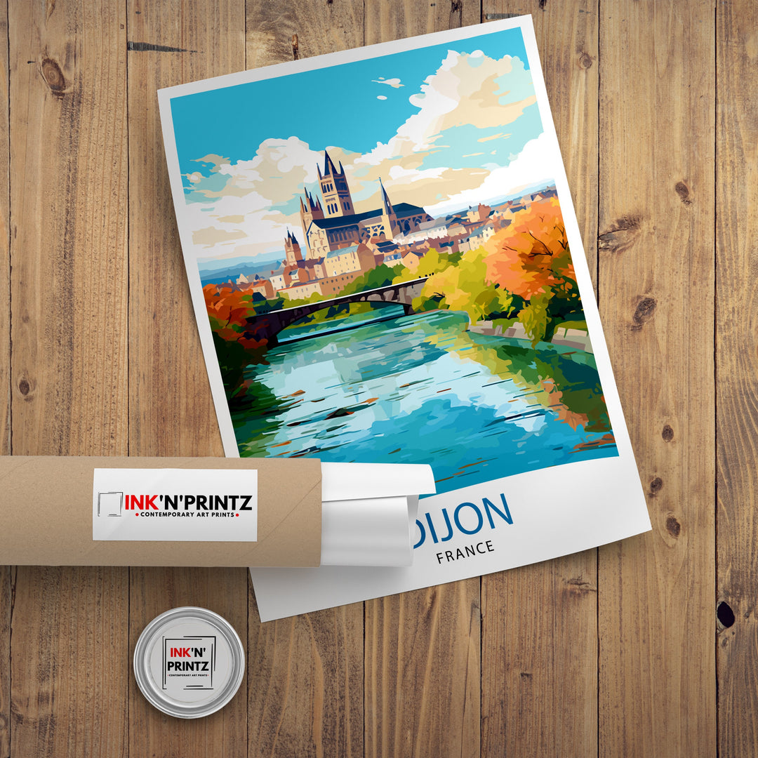 Dijon France Travel Poster Dijon Wall Art Dijon Home Decor Dijon France Illustration Travel Poster Gift For Dijon France Home Decor