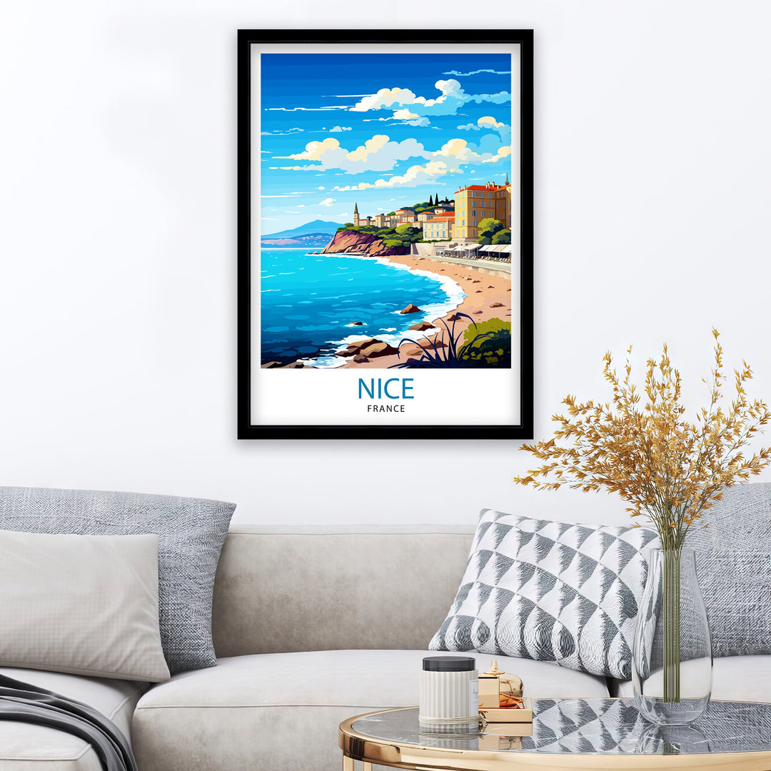 Nice France Travel Poster Nice Wall Art Nice Poster French Riviera Decor Nice Art Poster Nice Illustration Nice Wall Decor France Poster Nice