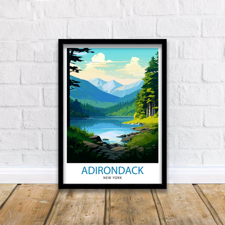 Adirondack New York Travel Poster Adirondack Wall Decor Adirondack Poster New York Travel Posters Adirondack Art Poster Adirondack Illustration