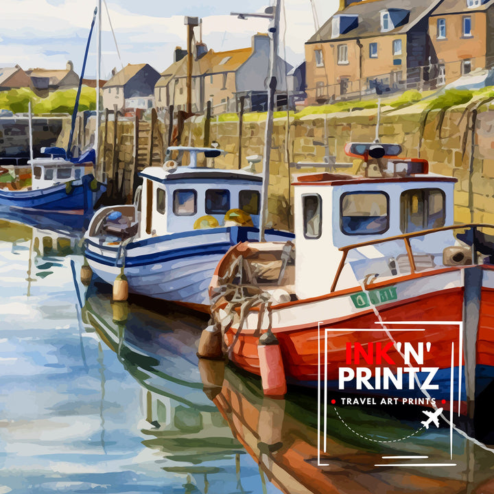 Seahouses Northumberland Travel Poster Northumberland Wall Decor Seahouses Poster Coastal Travel Posters Northumberland Art Poster