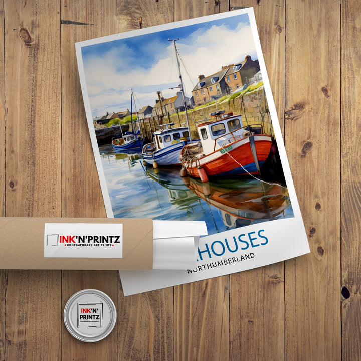 Seahouses Northumberland Travel Poster Northumberland Wall Decor Seahouses Poster Coastal Travel Posters Northumberland Art Poster