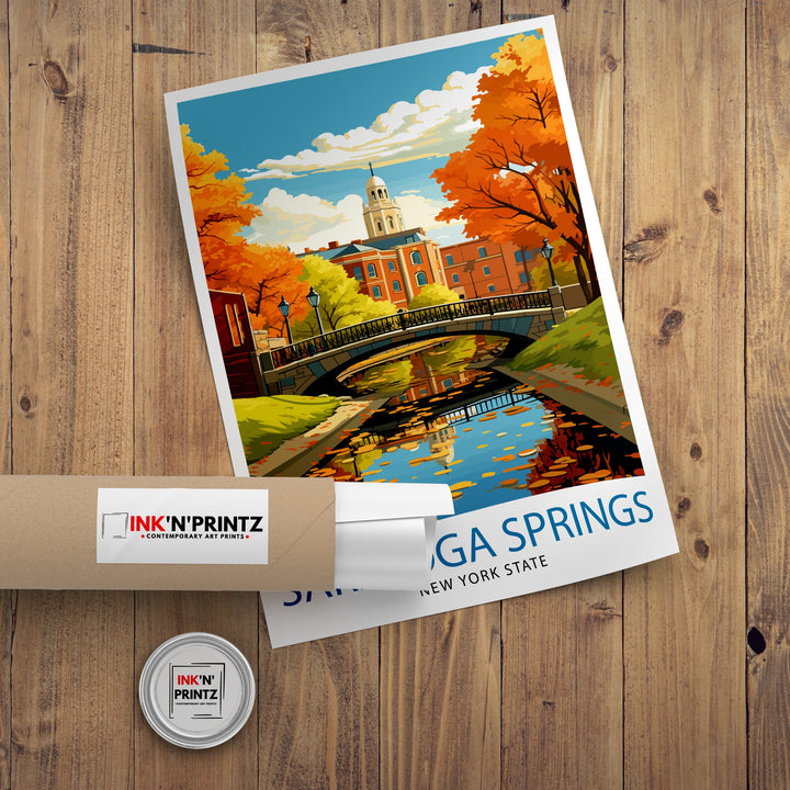 Saratoga Springs New York State Travel Print New York Wall Decor Saratoga Springs Poster Upstate New York Travel Prints Saratoga Springs