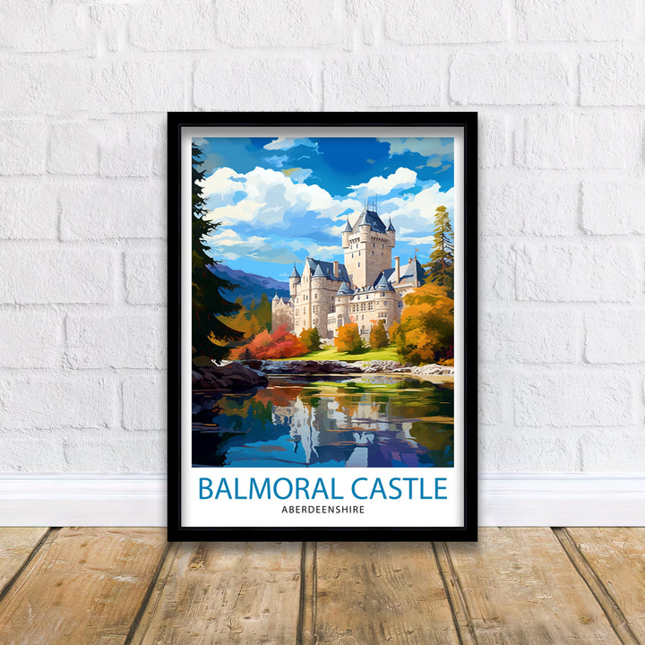 Balmoral Castle Aberdeenshire Travel Poster - Balmoral Wall Decor - Balmoral Castle Poster Aberdeenshire Travel Posters Balmoral Castle