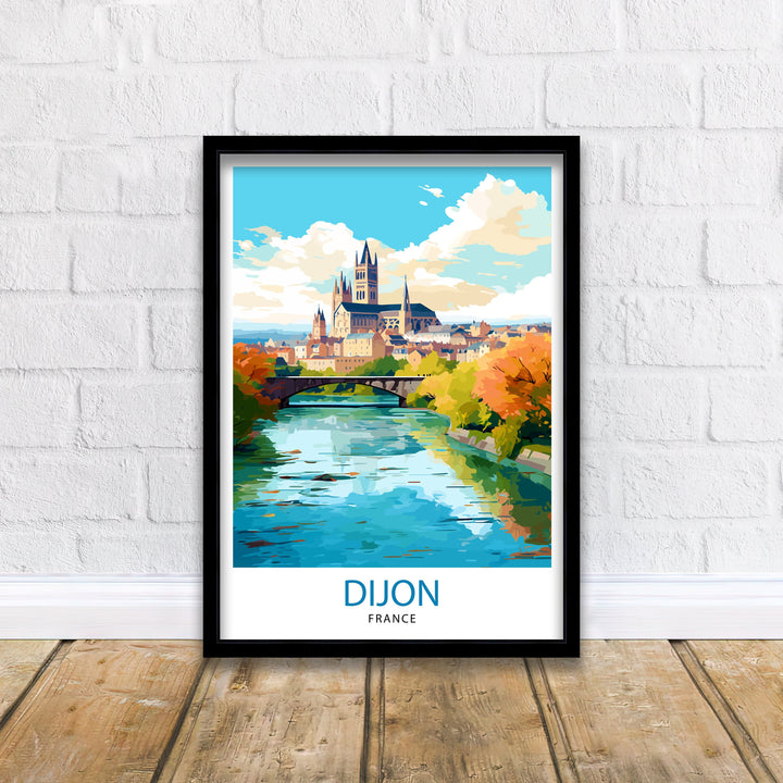 Dijon France Travel Poster Dijon Wall Art Dijon Home Decor Dijon France Illustration Travel Poster Gift For Dijon France Home Decor