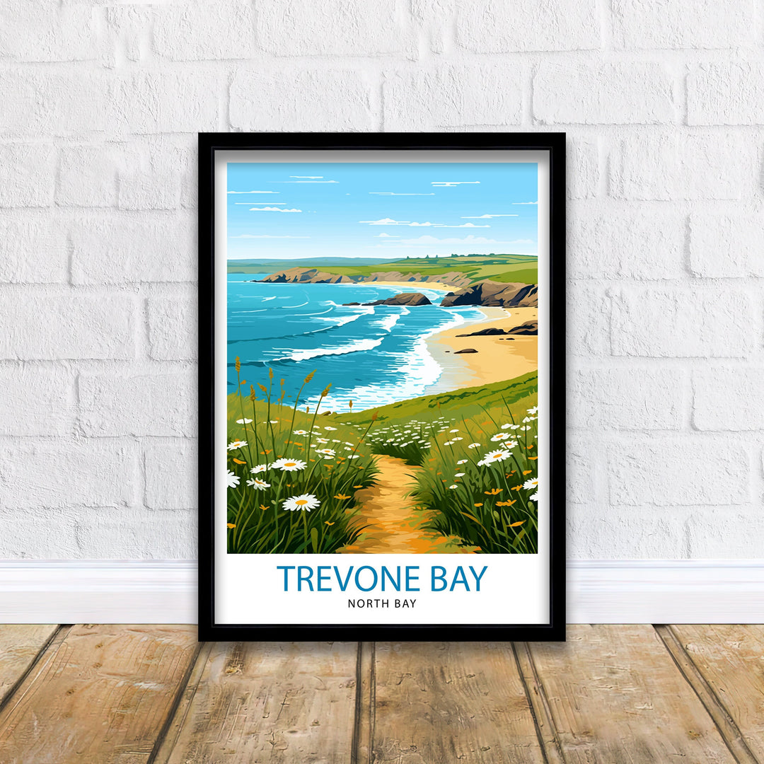 Trevone Bay Cornwall Travel Poster Trevone Bay Wall Decor Trevone Bay Poster Cornwall Travel Posters Trevone Bay Art Poster Trevone Bay