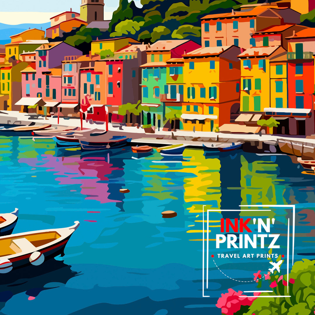 Portofino Italy Travel Poster Portofino Wall Decor Portofino Poster Italy Travel Posters Portofino Art Poster Portofino Illustration Portofino