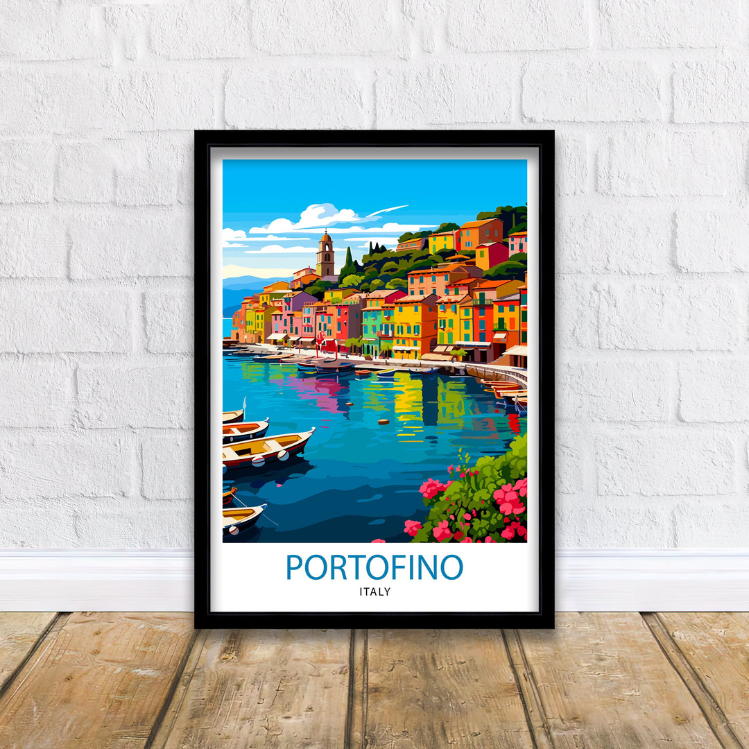 Portofino Italy Travel Poster Portofino Wall Decor Portofino Poster Italy Travel Posters Portofino Art Poster Portofino Illustration Portofino