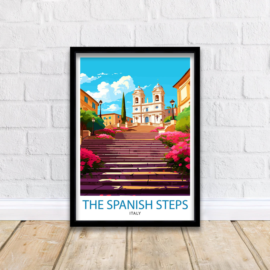 Spanish Steps Rome Italy Travel Poster Rome Wall Decor Spanish Steps Poster Italy Travel Posters Rome Art Poster Spanish Steps Illustration