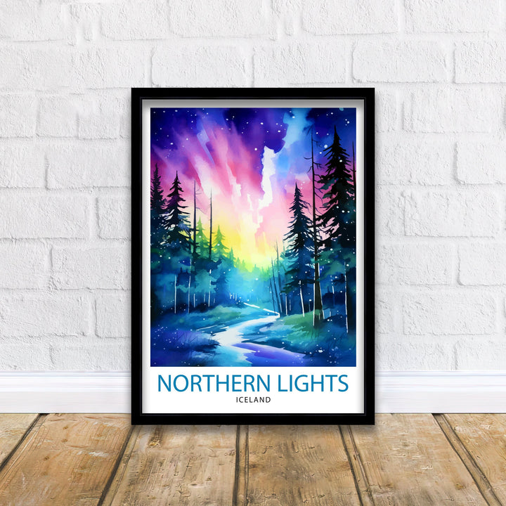 Northern Lights Aurora Borealis Travel Poster Celestial Wall Decor Night Sky Poster Aurora Borealis Travel Posters Northern Lights Art Poster