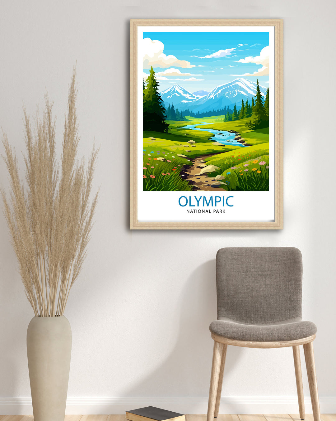 Olympic National Park Travel Poster Olympic Wall Decor - Olympic Poster National Park Travel Posters Olympic Art Poster