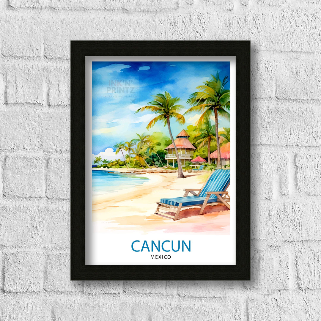 Cancun Mexico Travel Poster Cancun Wall Decor Cancun Home Living Decor Cancun Illustration Travel Poster Gift for Cancun Mexico Home Decor