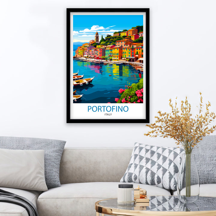 Portofino Italy Travel Poster Portofino Wall Decor Portofino Poster Italy Travel Posters Portofino Art Poster Portofino Illustration Portofino