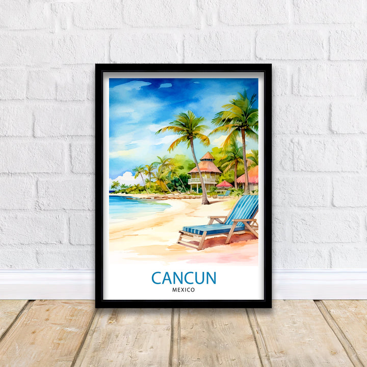 Cancun Mexico Travel Poster Cancun Wall Decor Cancun Home Living Decor Cancun Illustration Travel Poster Gift for Cancun Mexico Home Decor